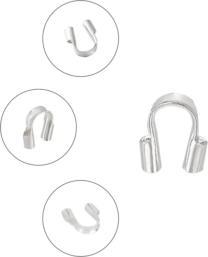 PH PandaHall 200pcs Wire Guardian and Protectors Silver Color Brass 0.5mm Hole Thread Protector U Shape Loop Guardian for Necklaces Bracelets Beading Jewelry Craft - Image 4